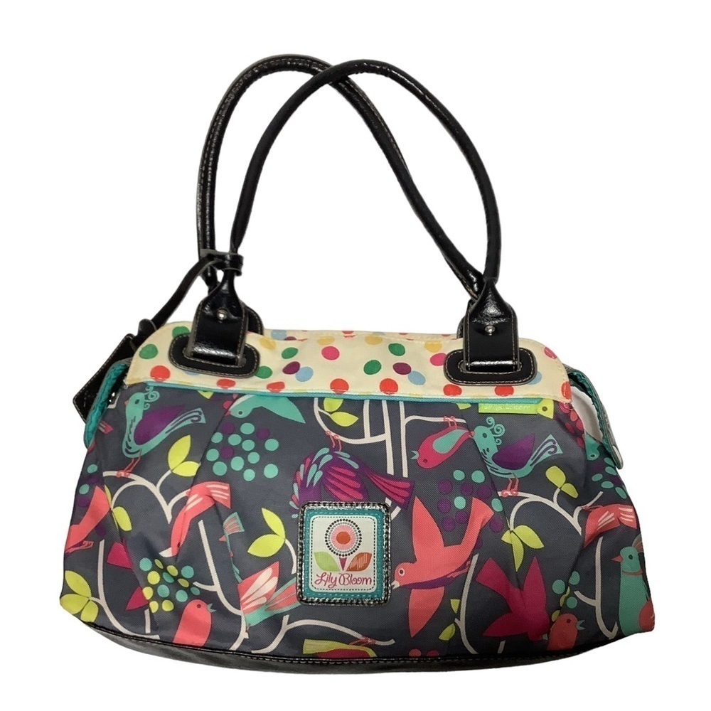 LILY BLOOM Bird‎ Print Recycled Polyester Colorful Satchel Shoulder Bag OS